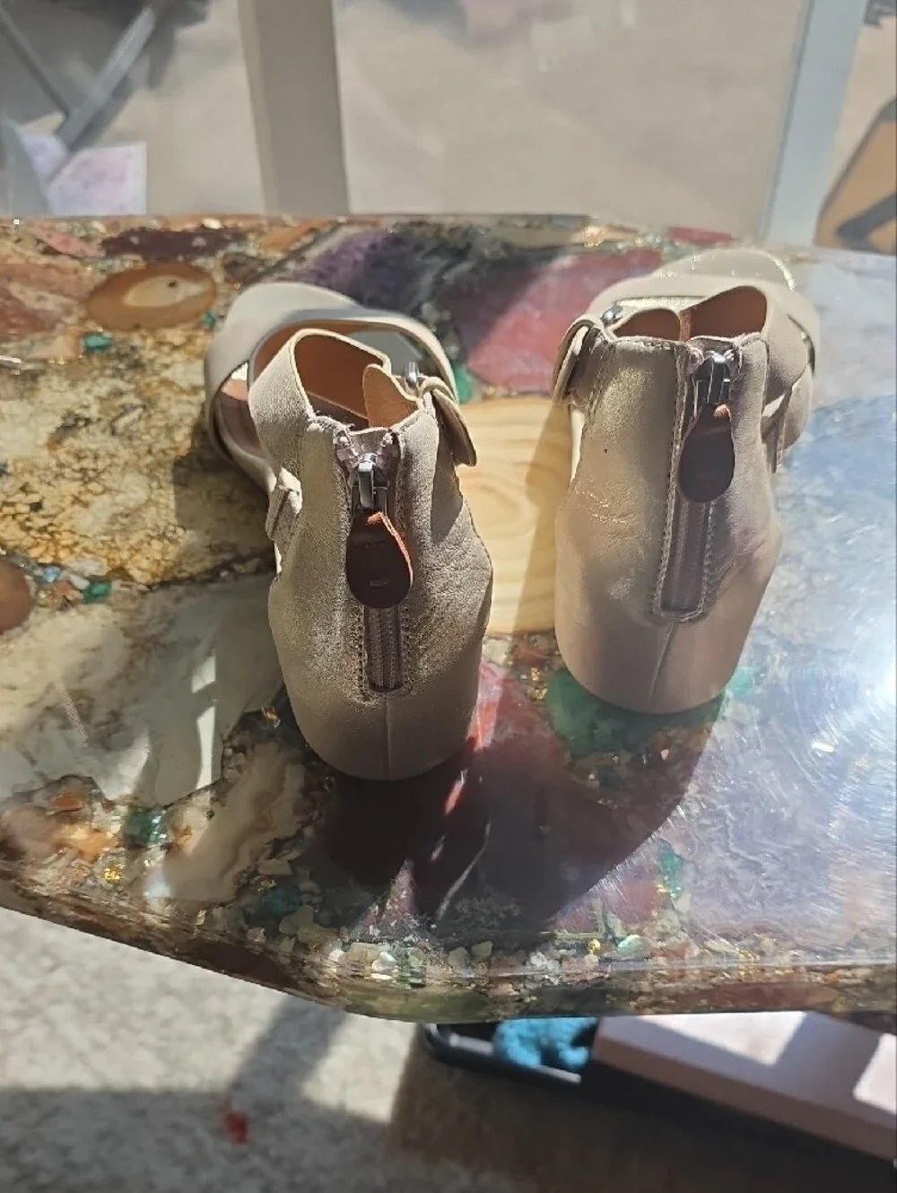 gentle souls Iridescent Champagne Beige Wedge Sandals